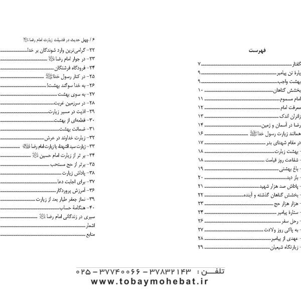 چهل حدیث (در فضیلت زیارت امام رضا علیه السلام)